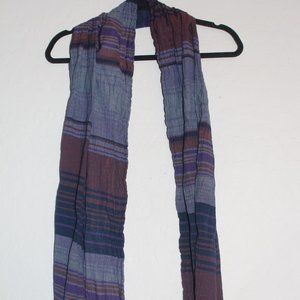 Eddie Bauer Purple Blue Plaid Scarf ~72" Long